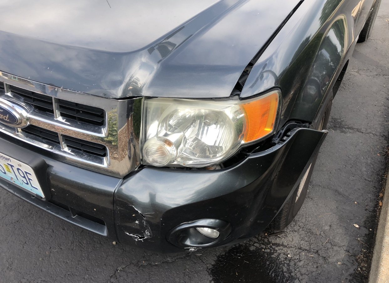 Collision damage before repair
