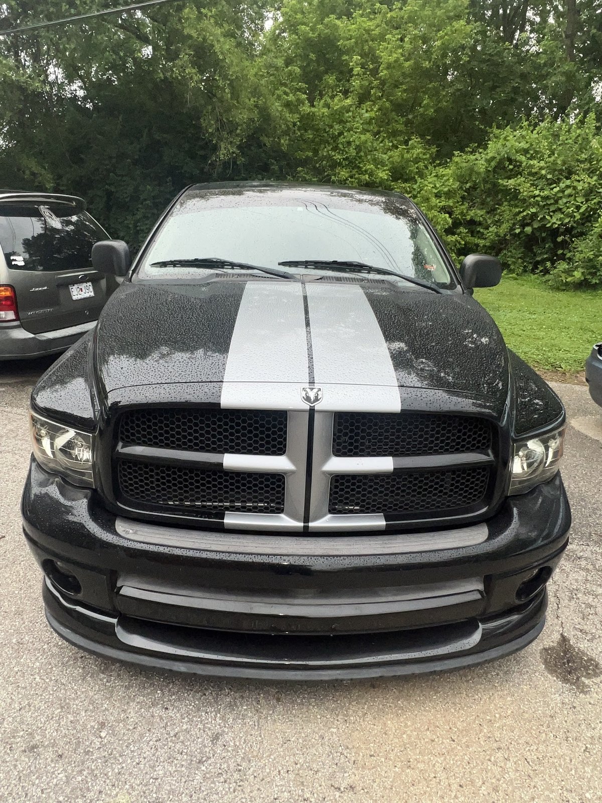 Custom striped Dodge Ram finished at the shop